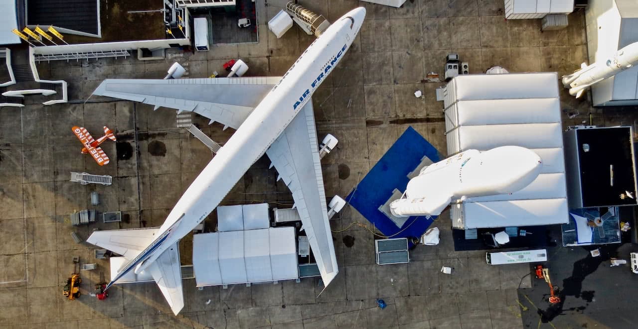 aerial view of an air france plane