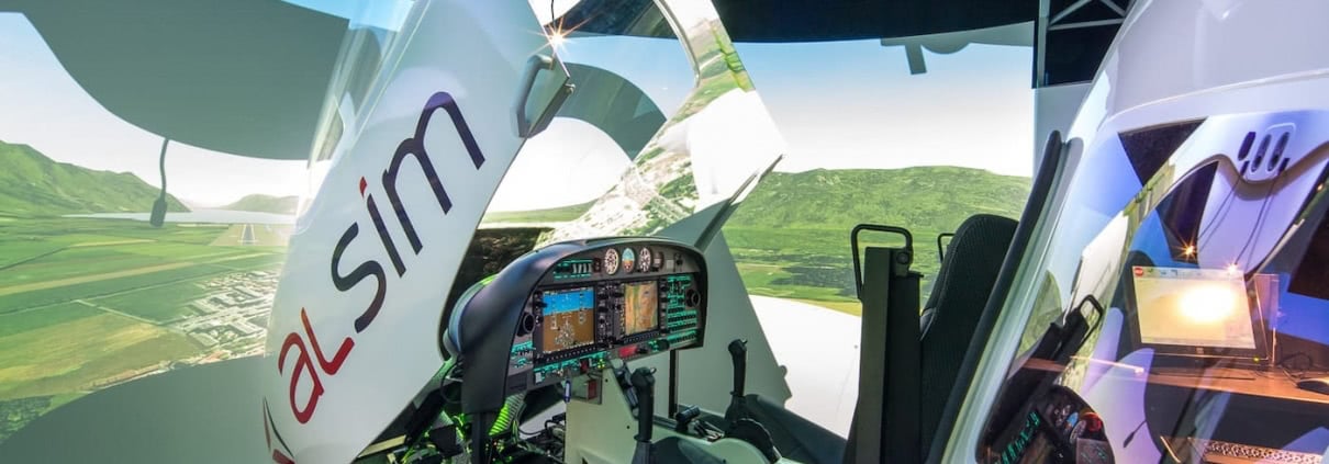 alsim al42 simulator with opened glass cockpit available in one air flight school