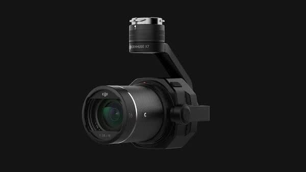 Detail of the zenmuse x7 camera for the industrial drone dji inspire 2