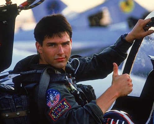 Photograph of the Top Gun star on the film set
