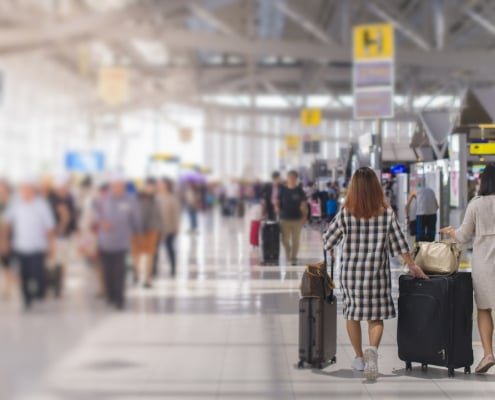 Passengers walking at the airport