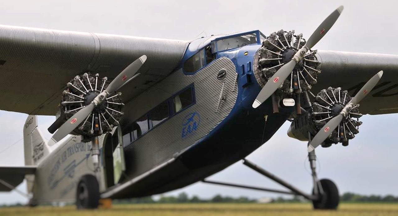 EAA three-engined aircraft on the ground