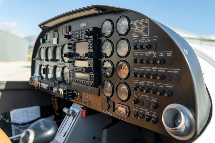 The control panel of a cockpit