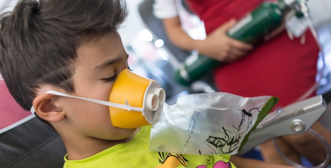 A flight passenger suffering from hypoxia