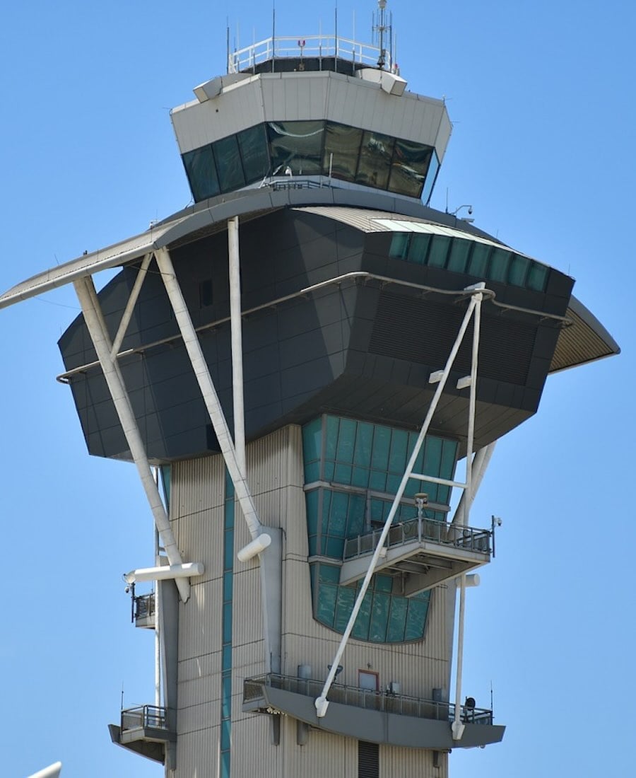 A control tower at an airport