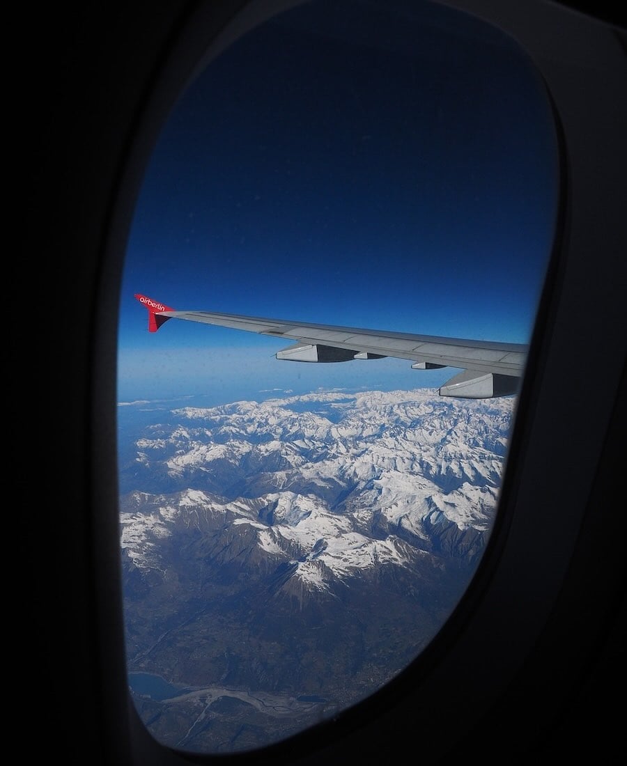 Round windows on airplane
